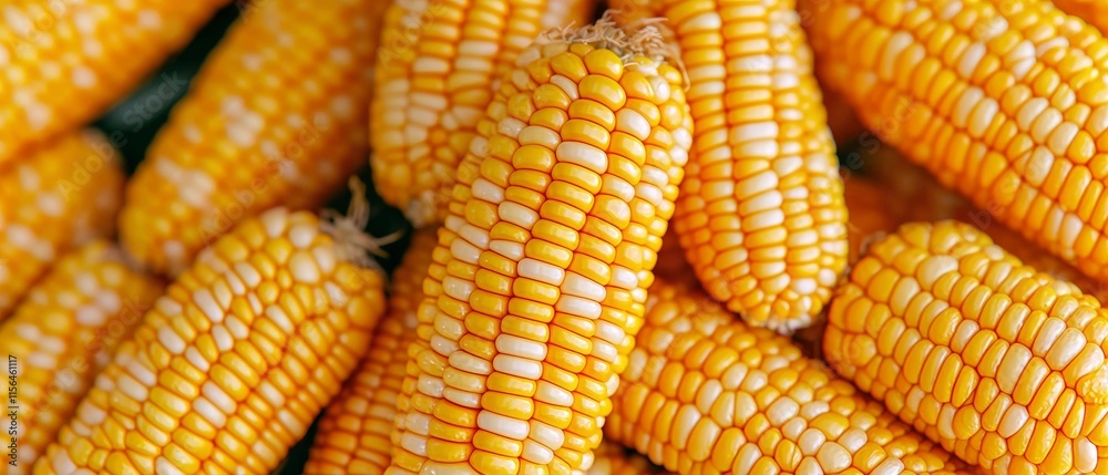 Fresh Corn on the Cob Close up Harvest Yellow Kernels Agriculture Food Organic Swee Fresh Corn on the Cob Close up Harvest Yellow Kernels Agriculture Food Organic Swee