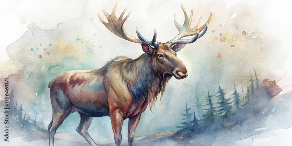 Moose Walking Through a Misty Forest with Autumn Leaves Moose Walking Through a Misty Forest with Autumn Leaves