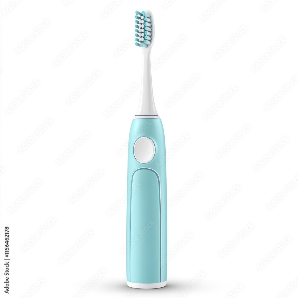A charming electric toothbrush brushing teeth. vector style art 3d illustration Isolated on White Background A charming electric toothbrush brushing teeth. vector style art 3d illustration Isolated on White Background