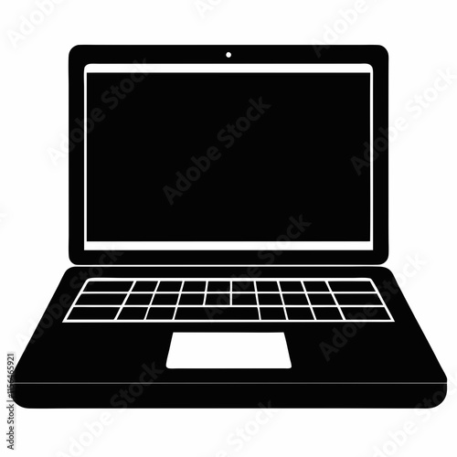 Laptop Black Silhouette Vector Art