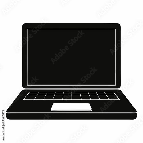 Laptop Black Silhouette Vector Art