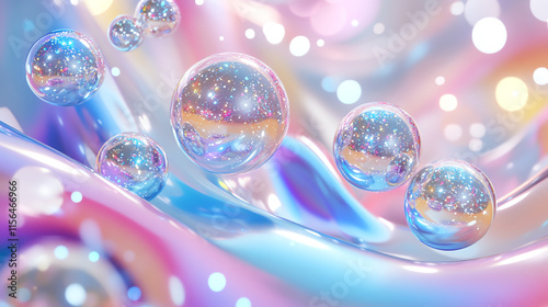 background with blue cotton candy bubbles 