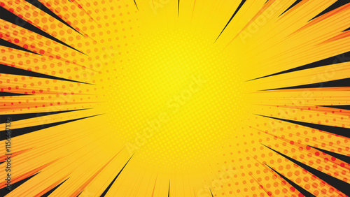 Orange and yellow rays comic background pop art