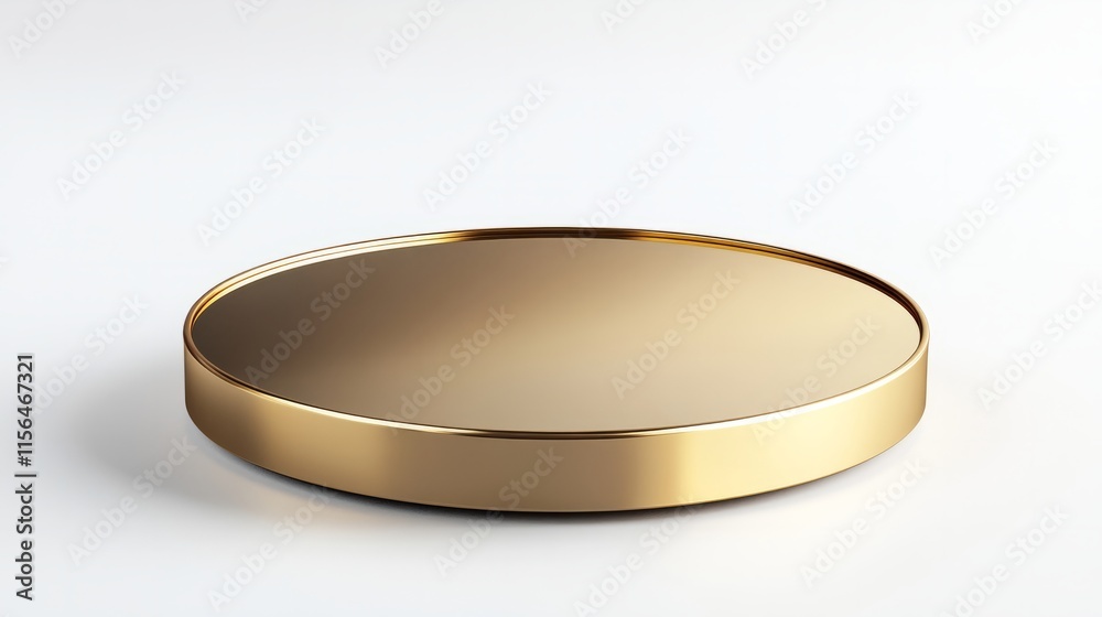 Golden podium with a glossy mirror-like surface, isolated on white Golden podium with a glossy mirror-like surface, isolated on white