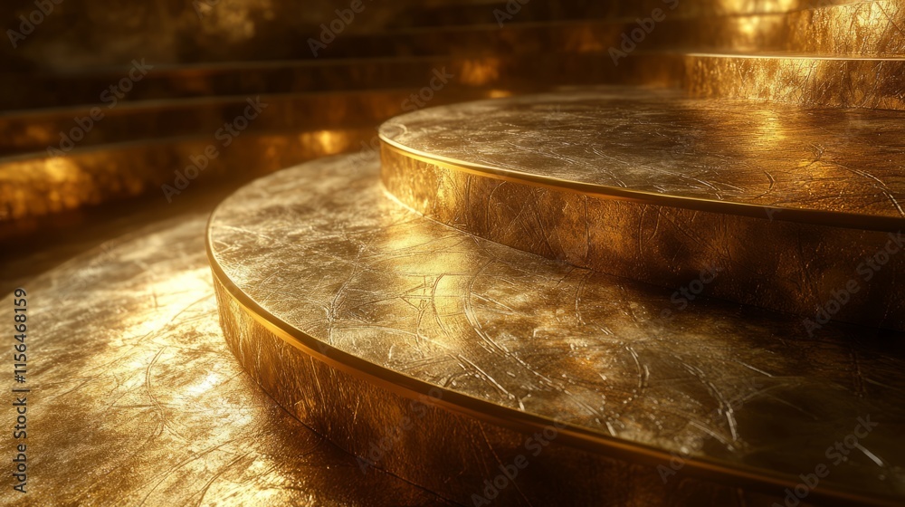 Obraz premium Golden podium with intricate patterns etched into the surface