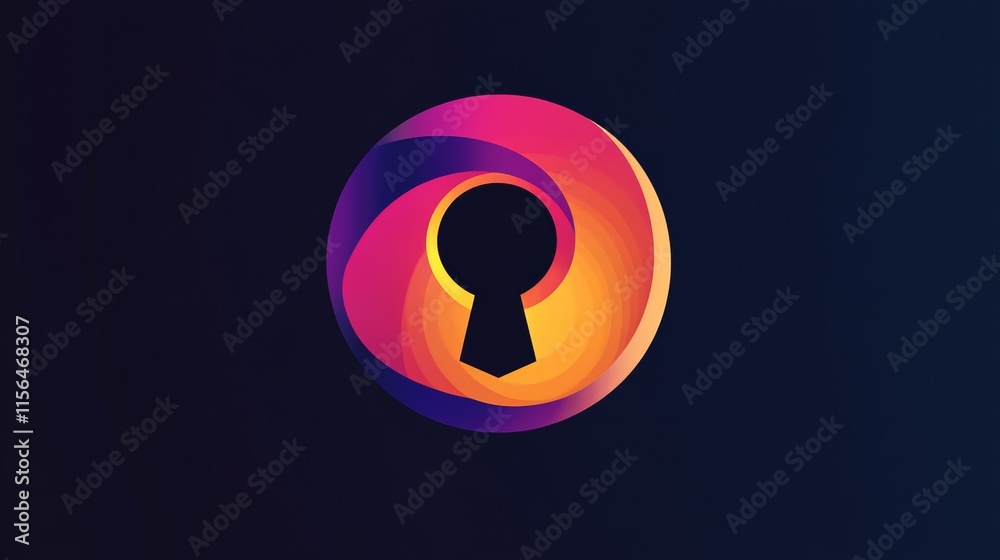 Data Security Logo with Abstract Keyhole Icon Data Security Logo with Abstract Keyhole Icon