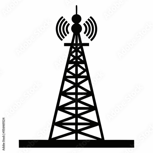 Cellular Tower Silhouette Vector Art