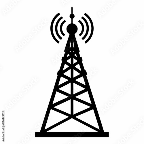 Cellular Tower Silhouette Vector Art