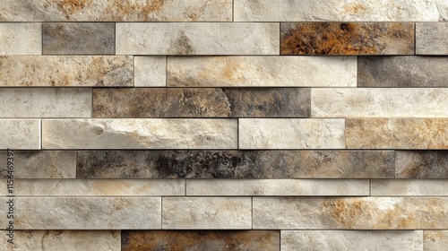 Modern stone cladding creating textured wall with natural colors