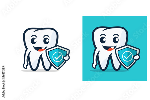 Tooth Holding a Shield – Concept for Dental Protection and Oral Health Safety
