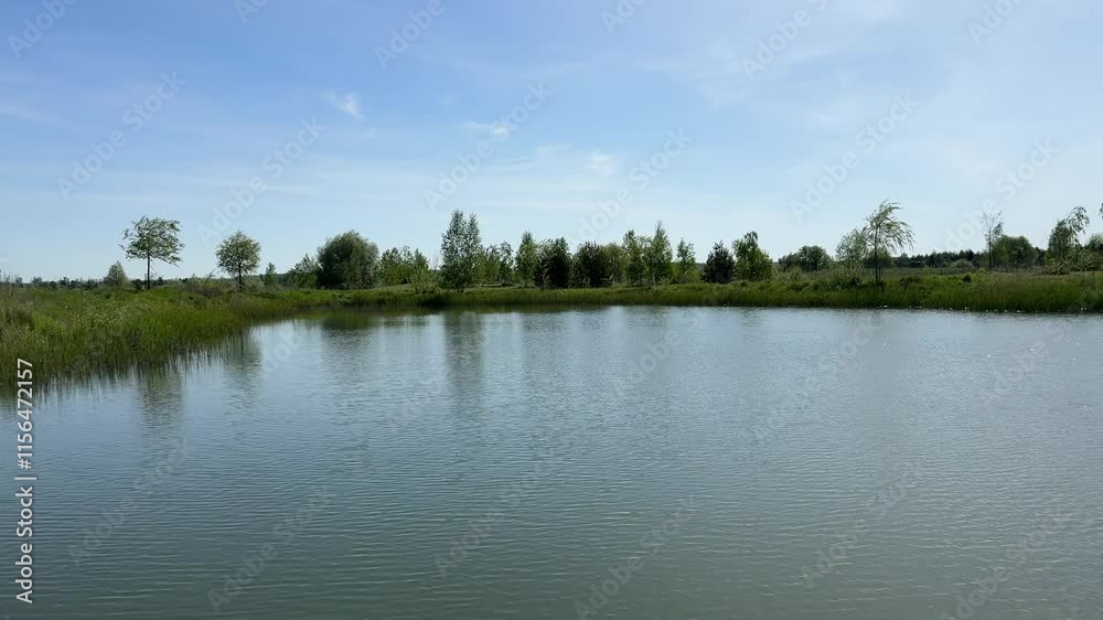 Landscape with lake, trees and sky at summer. Landscape with lake, trees and sky at summer.