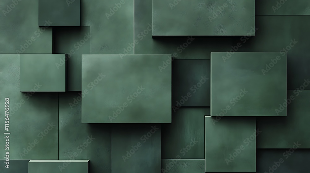 Moody Green 3D Render: Abstract Geometric Cube Illustration. AI Generated Moody Green 3D Render: Abstract Geometric Cube Illustration. AI Generated