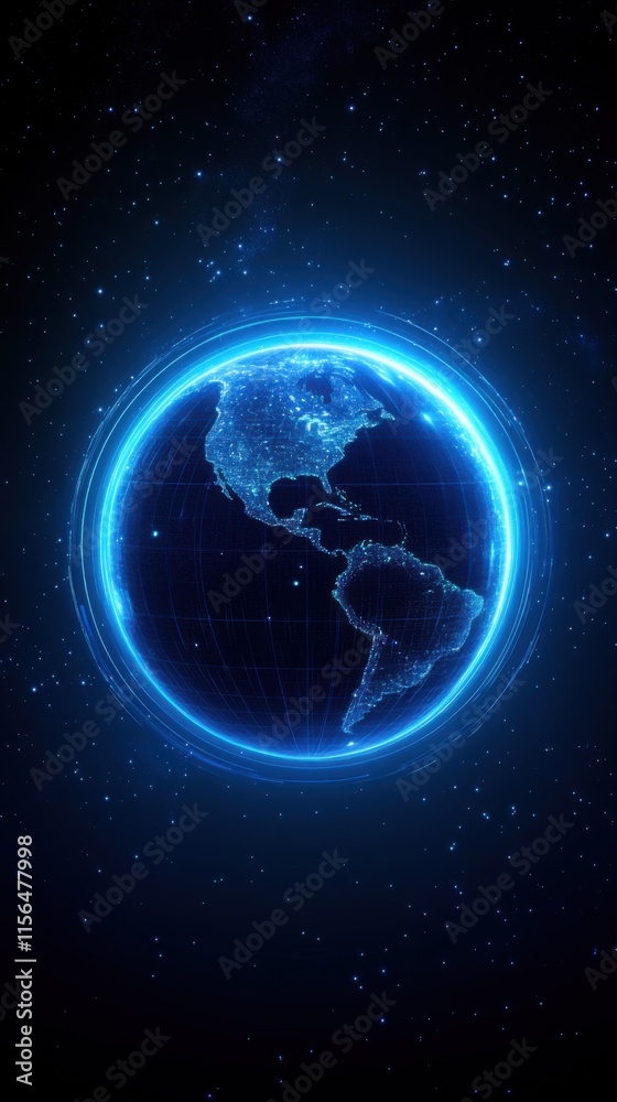 Obraz premium Holographic globe emissions data visualization global context digital art dark space aesthetic representation