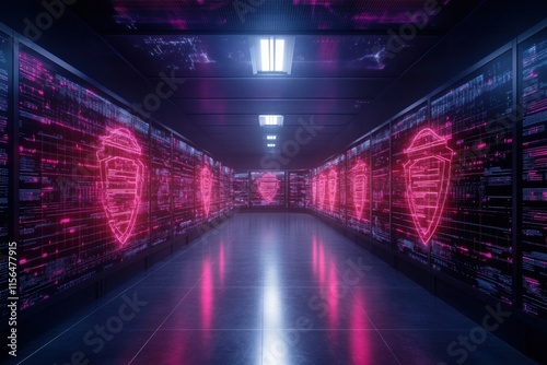 Futuristic viewpoint high-tech control center for executing cyberattack interception strategies