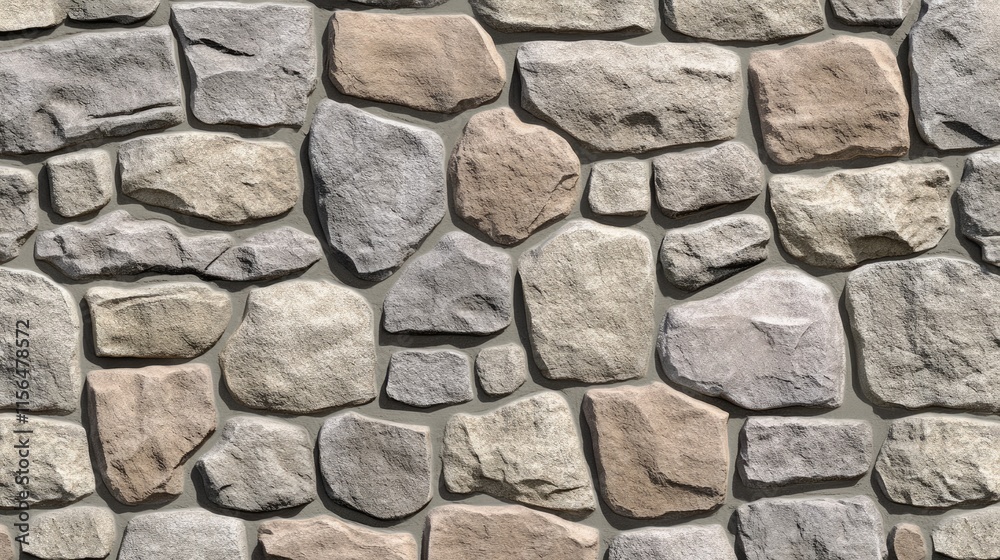 Fototapeta premium Irregular Shaped Stones Form A Rustic Wall