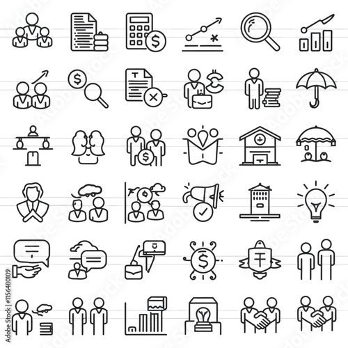 Business line icon set vector