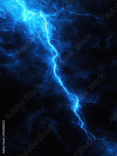 Blue Lightning Across Black Sky