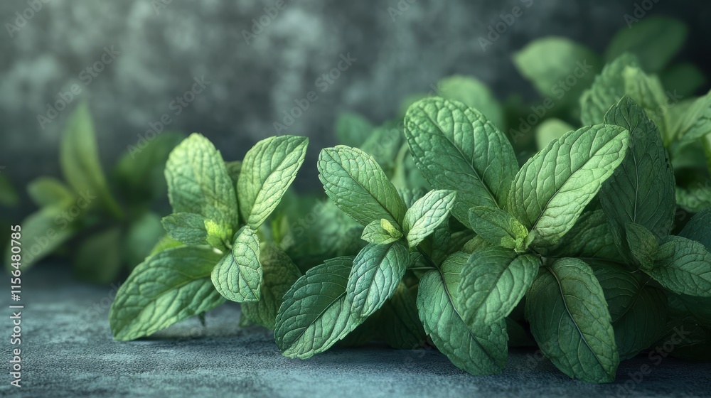 Green mint leaves with soft shadows isolate on transparent background. Green mint leaves with soft shadows isolate on transparent background.