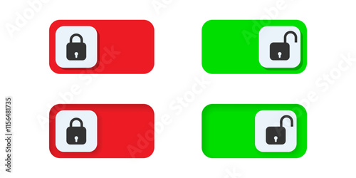 Vector illustration of Lock and Unlock slider isolated on transparent background