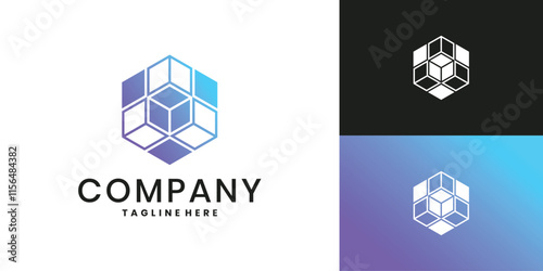 Geometric cube logo icon. Modern hexagon concept vector design