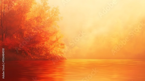 Autumnal Trees Reflecting in Calm Water