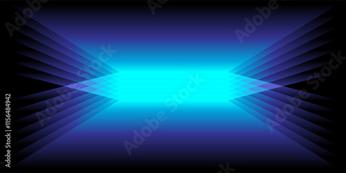 Abstract 3D perspective rectangles overlay pattern blue green light gradient on black background. Vector illustration in concept technology, modern, minimal