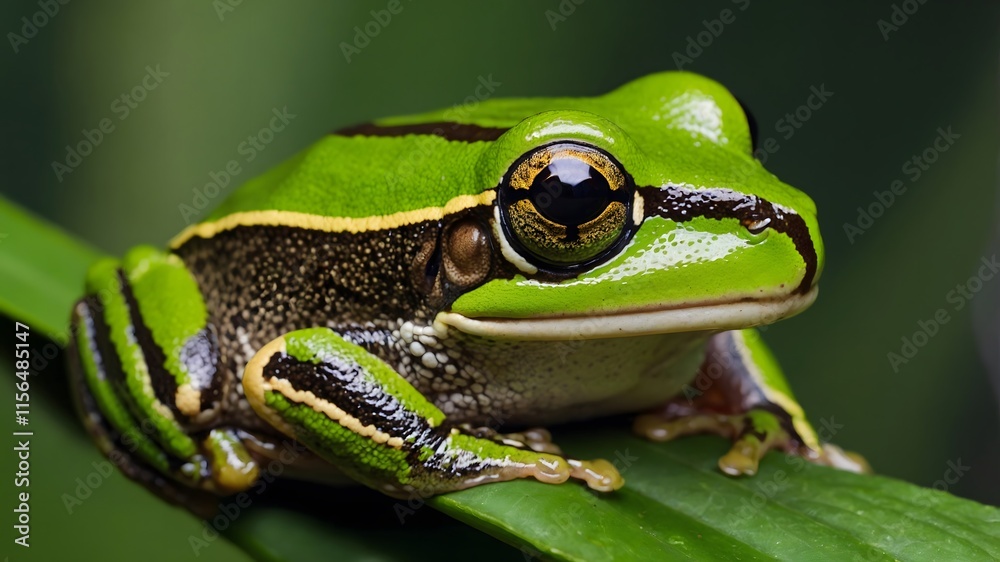 Portrait of Nature: Spencer's River Tree Frog’s Bright Green Skin and Expressive Gaze Portrait of Nature: Spencer's River Tree Frog’s Bright Green Skin and Expressive Gaze