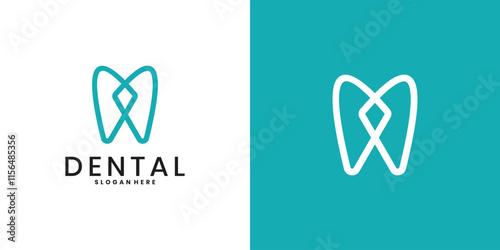 Simple linear style dental logo design template