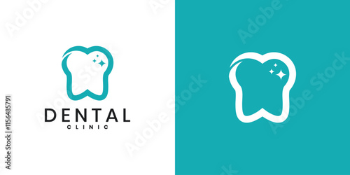 Simple linear style dental logo design template