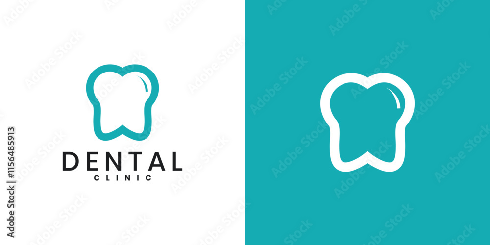 Simple linear style dental logo design template Simple linear style dental logo design template