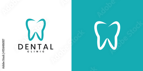 Simple linear style dental logo design template