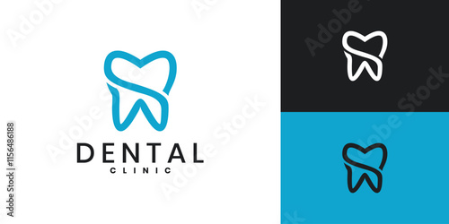 Dental logo icon, linear letter S tooth shape