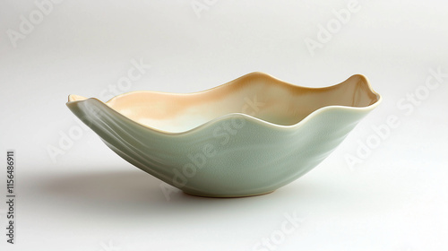Serene Celadon Wave Bowl: A...