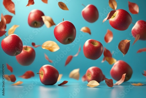 Apples falling to the ground photo