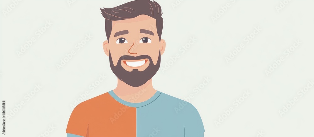 Cheerful adult man smiling in customer support interaction positive engagement with blank space for text or message Cheerful adult man smiling in customer support interaction positive engagement with blank space for text or message