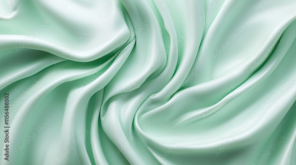 Soft Mint Green Silk Fabric Draped Swirls Soft Mint Green Silk Fabric Draped Swirls