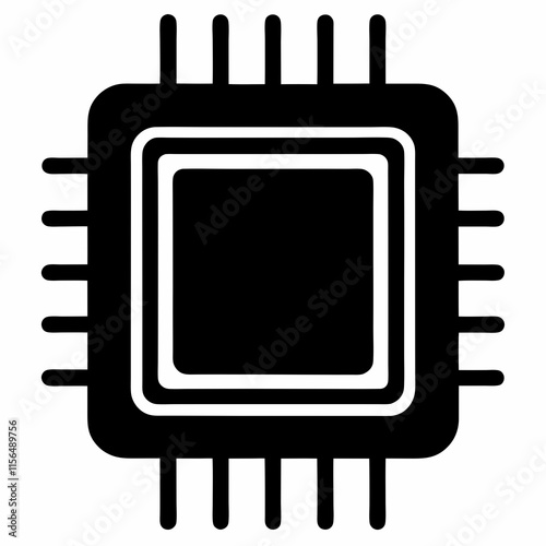 CPU Black Silhouette Vector