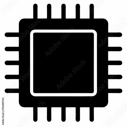 CPU Black Silhouette Vector