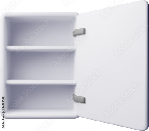 3D Empty white storage shelves