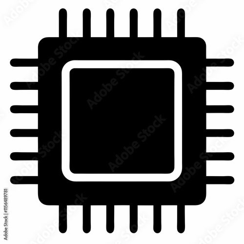 CPU Black Silhouette Vector