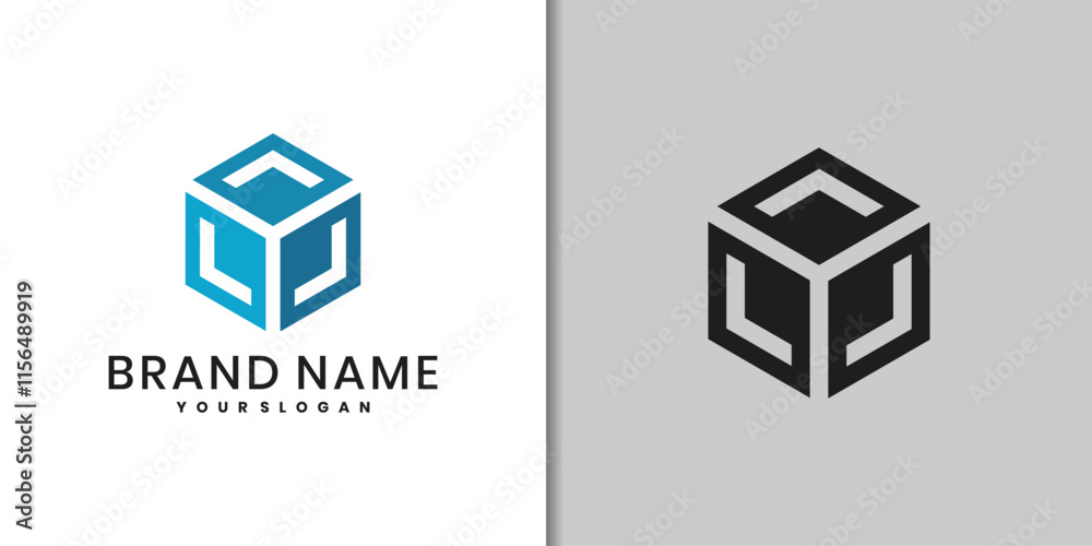 Fototapeta premium geometric cube logo vector design