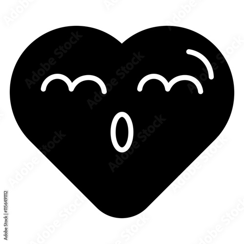 Heart symbol with a surprised expression, featuring wide eyes and dynamic details.