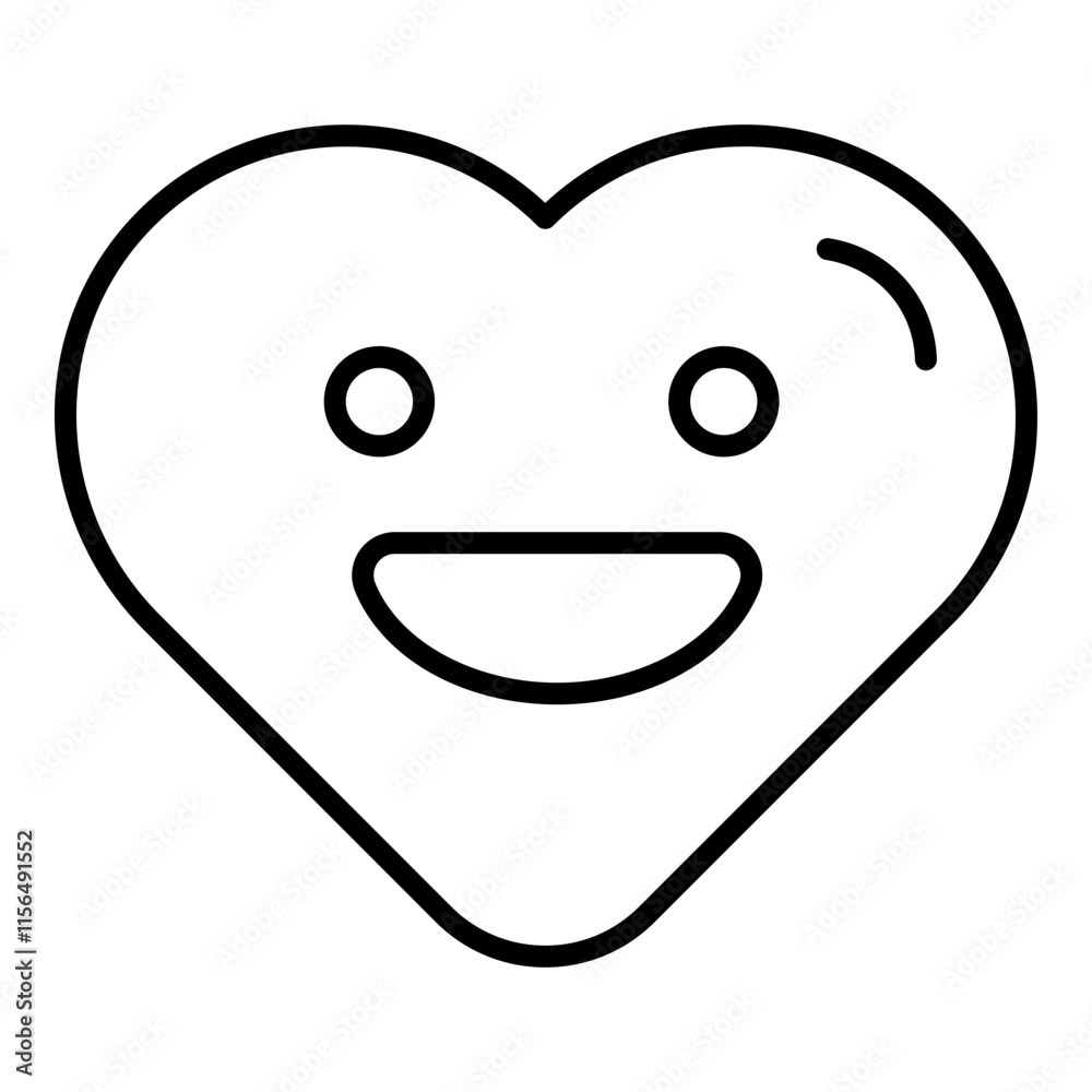 Heart symbol with a wide laugh, featuring a joyful expression and an open mouth. Heart symbol with a wide laugh, featuring a joyful expression and an open mouth.