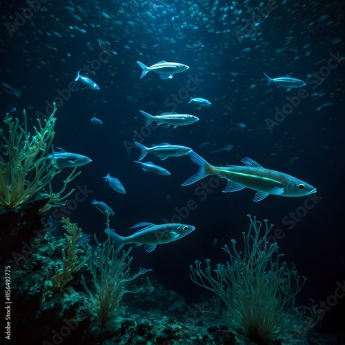 Moonlit Serenity: Galaxias Fontanus in a Nocturnal Underwater Realm photo