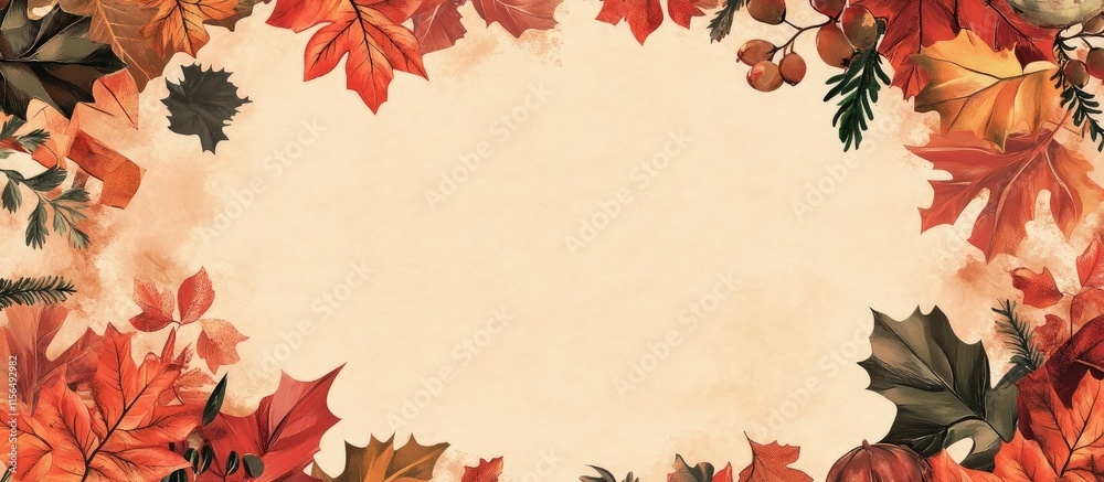 Autumn foliage design with blank space for text ideal for festive military themed holiday wrapping paper and promotional materials Autumn foliage design with blank space for text ideal for festive military themed holiday wrapping paper and promotional materials