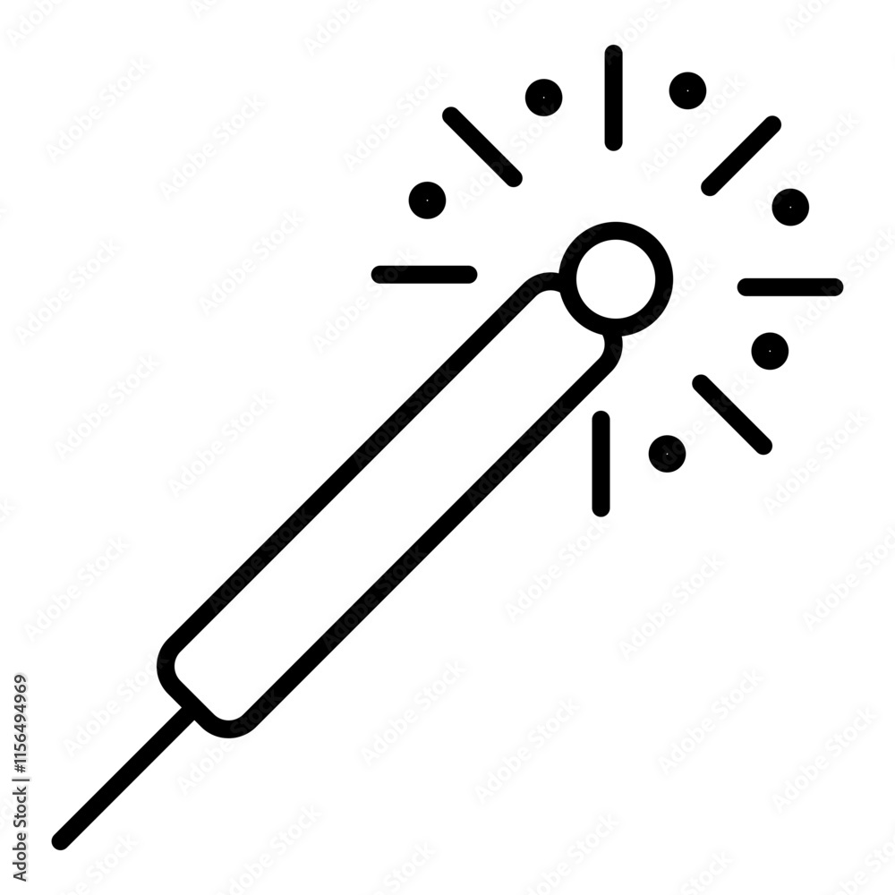 Sparkler, bengal fire icon. Party celebration birthday holidays event carnival festive. Thin line party element icon. Vector simple linear design. Sparkler, bengal fire icon. Party celebration birthday holidays event carnival festive. Thin line party element icon. Vector simple linear design.