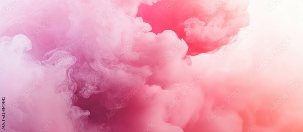Fototapeta premium Abstract pink smoke banner with soft gradients suitable for branding or promotional text space in horizontal layout.