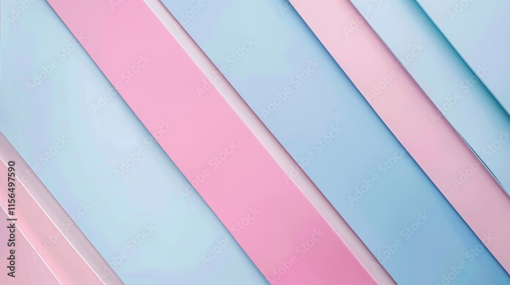Obraz premium A minimalist background featuring pastel pink and blue diagonal stripes.