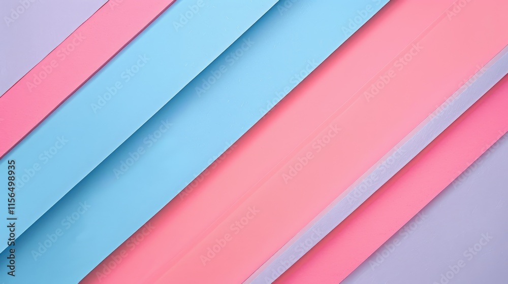 Obraz premium A colorful arrangement of blue and pink strips on a pastel background.
