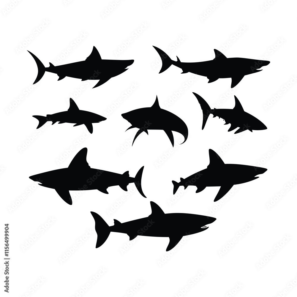 Fototapeta premium A Classic Sharks clipart silhouette vector art